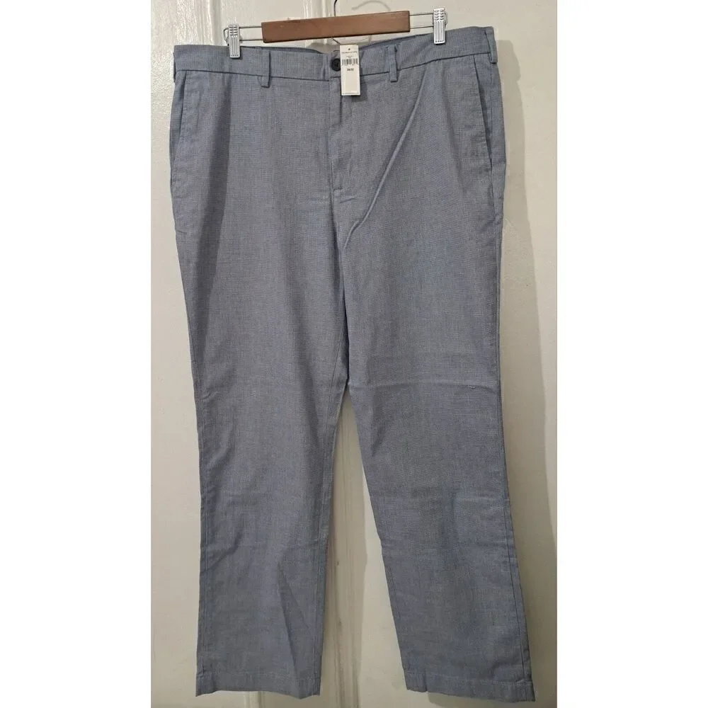 BANANA REPUBLIC Mens 38×32  Casual Cotton Spandex Pin Check Plaid Blue Pants
